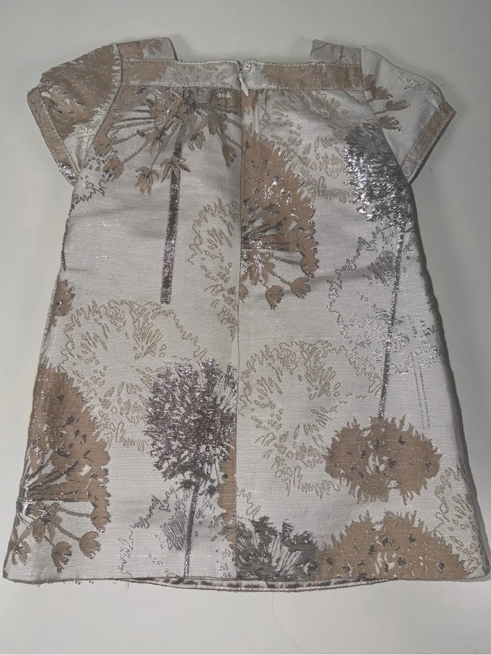 Baby Gap Girls Holiday Dress Beige w/ Silver Foil w/ Bloomers Size Toddler 18-24